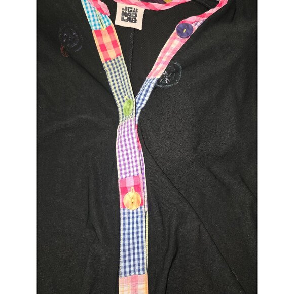 JGs Mad Lab Womens Black Wearable Art Blouse With Colorful Trim/Embroidery - Picture 7 of 8